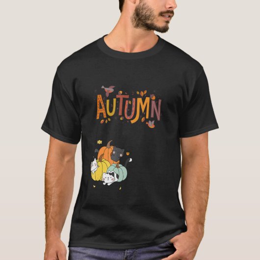 トリオカワイカボチャ猫ハロー秋秋 Tシャツ (正面)