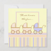 トリオキャリッジ三重項の女の子の男の子のシャワーの招待状 招待状 (裏面)