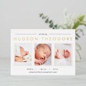 トリオモダンフォイル誕生のお知らせ 箔招待状 (立ち正面)