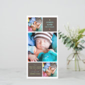 トリオモダンフォト男の赤ちゃん誕生発表 案内状 (スタンド正面)