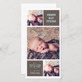 トリオモダンフォト男の赤ちゃん誕生発表 案内状 (正面/裏面)