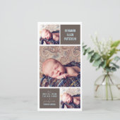 トリオモダンフォト男の赤ちゃん誕生発表 案内状 (スタンド正面)