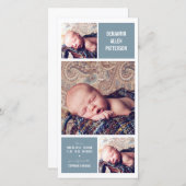 トリオモダンフォト男の赤ちゃん誕生発表 案内状 (正面/裏面)