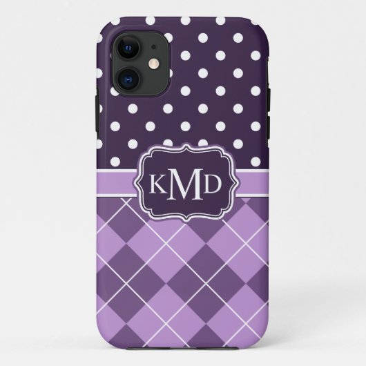 トリオモノグラムのパープルアーガイルドット Case-Mate iPhoneケース (裏面)