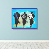 トリオ延伸キャンバスの印刷紫の背景 キャンバスプリント (インサイチュ (ウッドフロア))