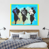 トリオ引き伸ばしキャンバスの印刷黄色の背景 キャンバスプリント (インサイチュ (寝室))