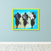 トリオ引き伸ばしキャンバスの印刷黄色の背景 キャンバスプリント (インサイチュ (ウッドフロア))