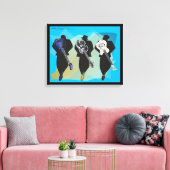 トリオ引き伸ばしキャンバスの印刷黒の背景 キャンバスプリント (インサイチュ (リビング))