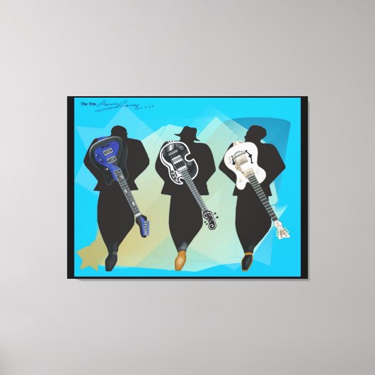 トリオ引き伸ばしキャンバスの印刷黒の背景 キャンバスプリント (正面)