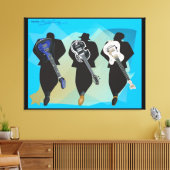 トリオ引き伸ばしキャンバスの印刷黒の背景 キャンバスプリント (インサイチュ (リビング))