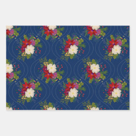 トリオ・オブ・ホリデー・ブーケ・ギフトラップ ラッピングペーパーシート