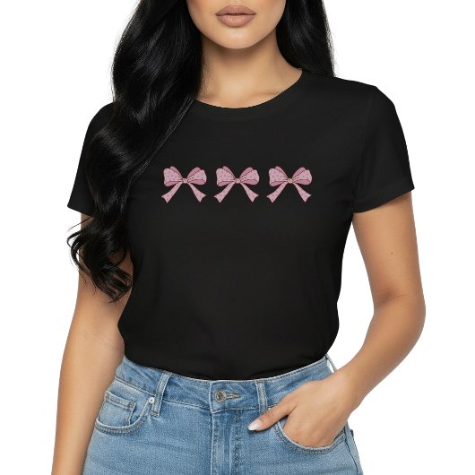 トリオ ピンク リボン かわいい コケット 美意識 Tシャツ