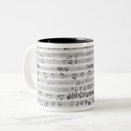 トリオmiのbemolの傑作のための自筆のスコアシート ツートーンマグカップ (正面左)