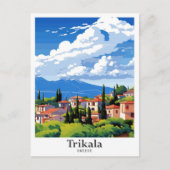 トリカラギリシャアートヴィンテージトラベルイラストレーション ポストカード (正面)