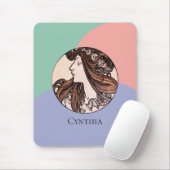 トリカラーアールヌーボーアルフォンスミュシャフーケ名 マウスパッド (マウス)