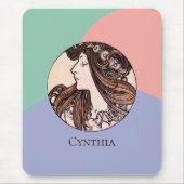 トリカラーアールヌーボーアルフォンスミュシャフーケ名 マウスパッド (正面)