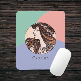 トリカラーアールヌーボーアルフォンスミュシャフーケ名 マウスパッド