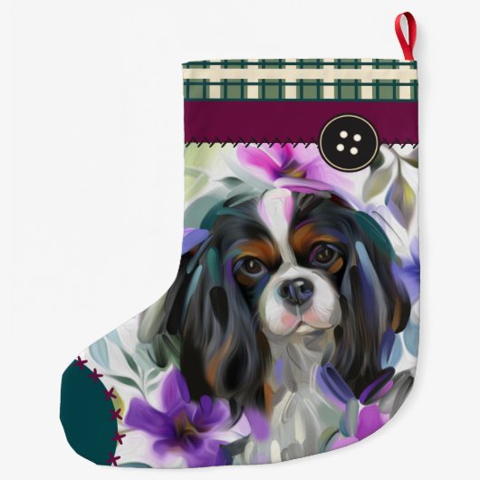 トリカラーカバリエクリスマスストッキング 市松模様に |  ラージクリスマスストッキング (裏面)