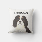 トリカラーカバリエールキングチャールズスパニエル犬リバーシブル クッション (正面)