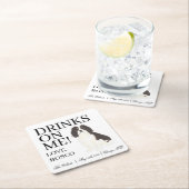 トリカラーカバリエールキングチャールズスパニエル犬結婚ズ スクエアペーパーコースター (インサイチュ)