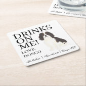 トリカラーカバリエールキングチャールズスパニエル犬結婚ズ スクエアペーパーコースター (アングル)