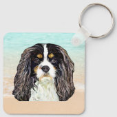 トリカラーカバリエールキングチャールズスパニエル犬 キーホルダー (裏面)