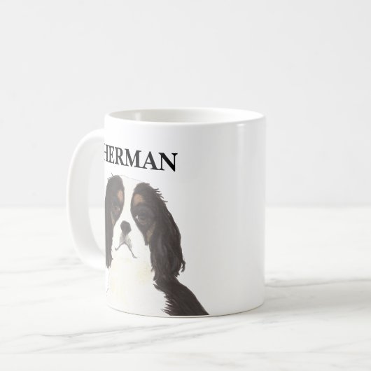 トリカラーカバリエールキングチャールズスパニエル犬 コーヒーマグカップ (正面左)