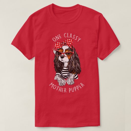 トリカラーカバリヤキングチャールズスパニエル犬ドッグワンクラ Tシャツ (デザイン正面)