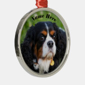トリカラーカバリヤキングチャールズスパニエル犬ドッグ メタルオーナメント (右)
