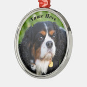 トリカラーカバリヤキングチャールズスパニエル犬ドッグ メタルオーナメント (左)