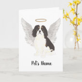 トリカラーカバリヤキングチャールズスパニエル犬悔やみや弔慰 カード (黄色い花)