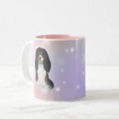 トリカラーカバリヤキングチャールズスパニエル犬 ツートーンマグカップ (正面左)