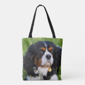 トリカラーカヴァリエキングチャールズスパニエル犬ドッグ トートバッグ (裏面)