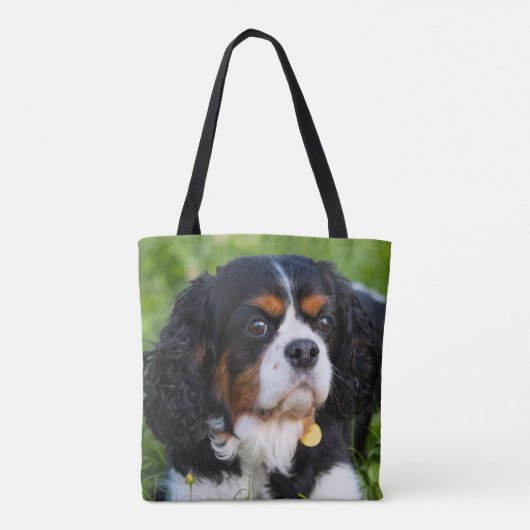 トリカラーカヴァリエキングチャールズスパニエル犬ドッグ トートバッグ (裏面)