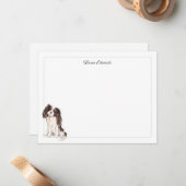 トリカラーカヴァリエキングチャールズスパニエル犬 ノートカード (正面/裏面インサイチュ)