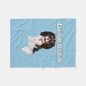 トリカラーカヴァリエキングチャールズスパニエル犬 フリースブランケット (正面(横))