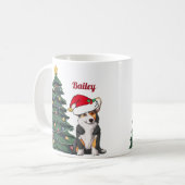 トリカラーコルギクリスマスサンタモノグラムのキュート コーヒーマグカップ (正面左)