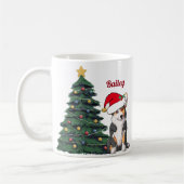 トリカラーコルギクリスマスサンタモノグラムのキュート コーヒーマグカップ (左)