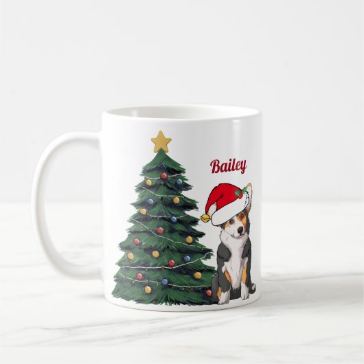 トリカラーコルギクリスマスサンタモノグラムのキュート コーヒーマグカップ (左)