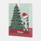 トリカラーコルギサンタハットキュートカスタムクリスマスクリスマス ガラスオーナメント (正面左)