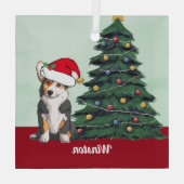 トリカラーコルギサンタハットキュートカスタムクリスマスクリスマス ガラスオーナメント (裏面)