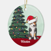 トリカラーコルギサンタハットクリスパーソナライズされたマス セラミックオーナメント (左)