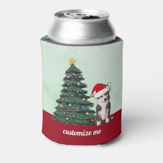 トリカラーコルギサンタハットクリスパーソナライズされたマス 缶クーラー (缶裏面)