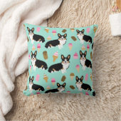 トリカラーコーギアイスクリームピロー – かわいいコーギ クッション (ブランケット)