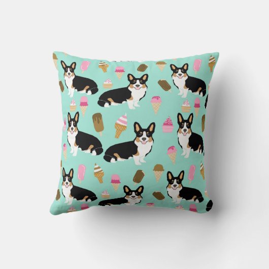 トリカラーコーギアイスクリームピロー – かわいいコーギ クッション (裏面)