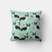 トリカラーコーギアイスクリームピロー – かわいいコーギ クッション (正面)