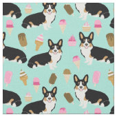 トリカラーコーギアイスクリーム生地 – かわいいコーギ ファブリック (クローズアップ)