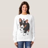 トリカラーコーギパピードグキュートコーギコルギスケッチ スウェットシャツ (正面フル)
