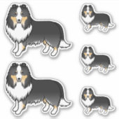 トリカラーシェットランドシェプドッグシェットランド・ シープドッグ漫画の犬 シール (正面)