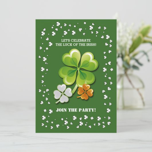 トリカラーシャムロックスセントパトリックの日パーティー 招待状 (スタンド正面)